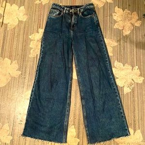 Frank and Oak High Rise Nina wide leg jeans 25 *broken zipper